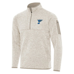 St. Louis Blues Antigua Fortune Quarter-Zip Pullover Jacket - Oatmeal - NHL 203361789