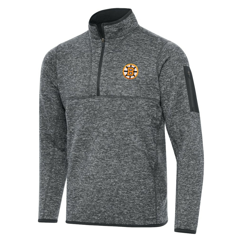 Boston Bruins Antigua Fortune Quarter-Zip Pullover Jacket - Heather Black - NHL 203361790