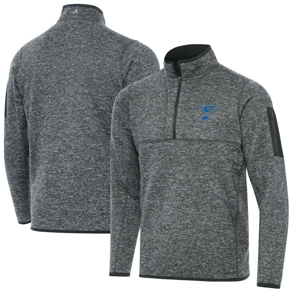 St. Louis Blues Antigua Fortune Quarter-Zip Pullover Jacket - Heather Gray - NHL 203361791
