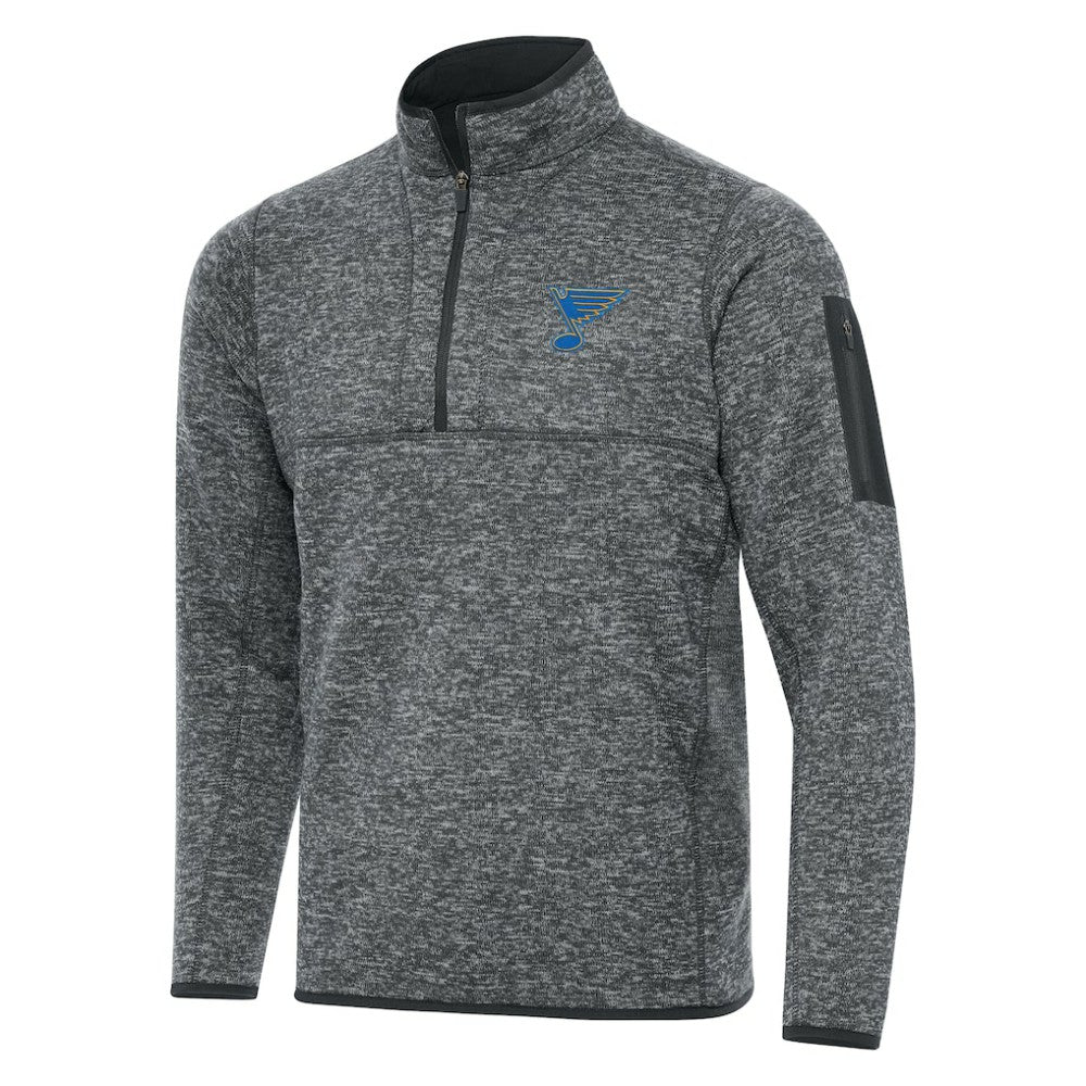 St. Louis Blues Antigua Fortune Quarter-Zip Pullover Jacket - Heather Gray - NHL 203361791