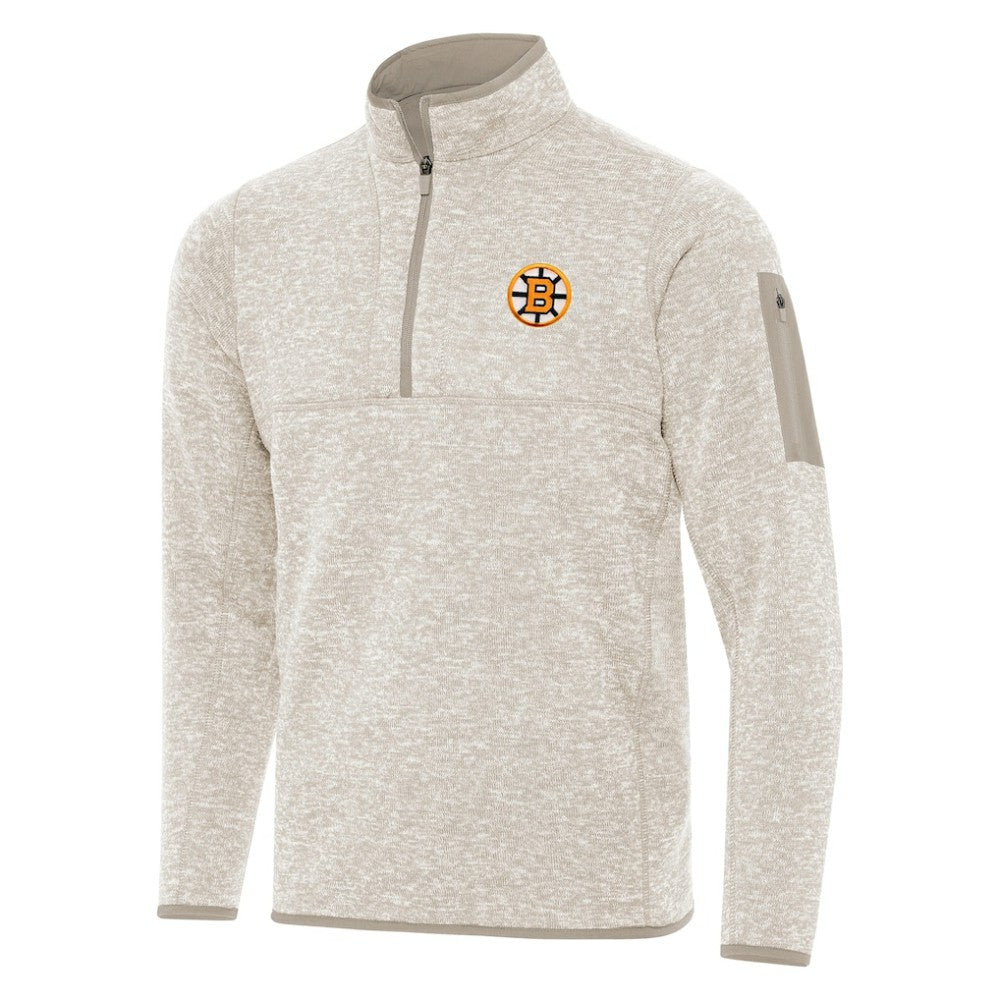 Boston Bruins Antigua Fortune Quarter-Zip Pullover Jacket - Oatmeal - NHL 203361792