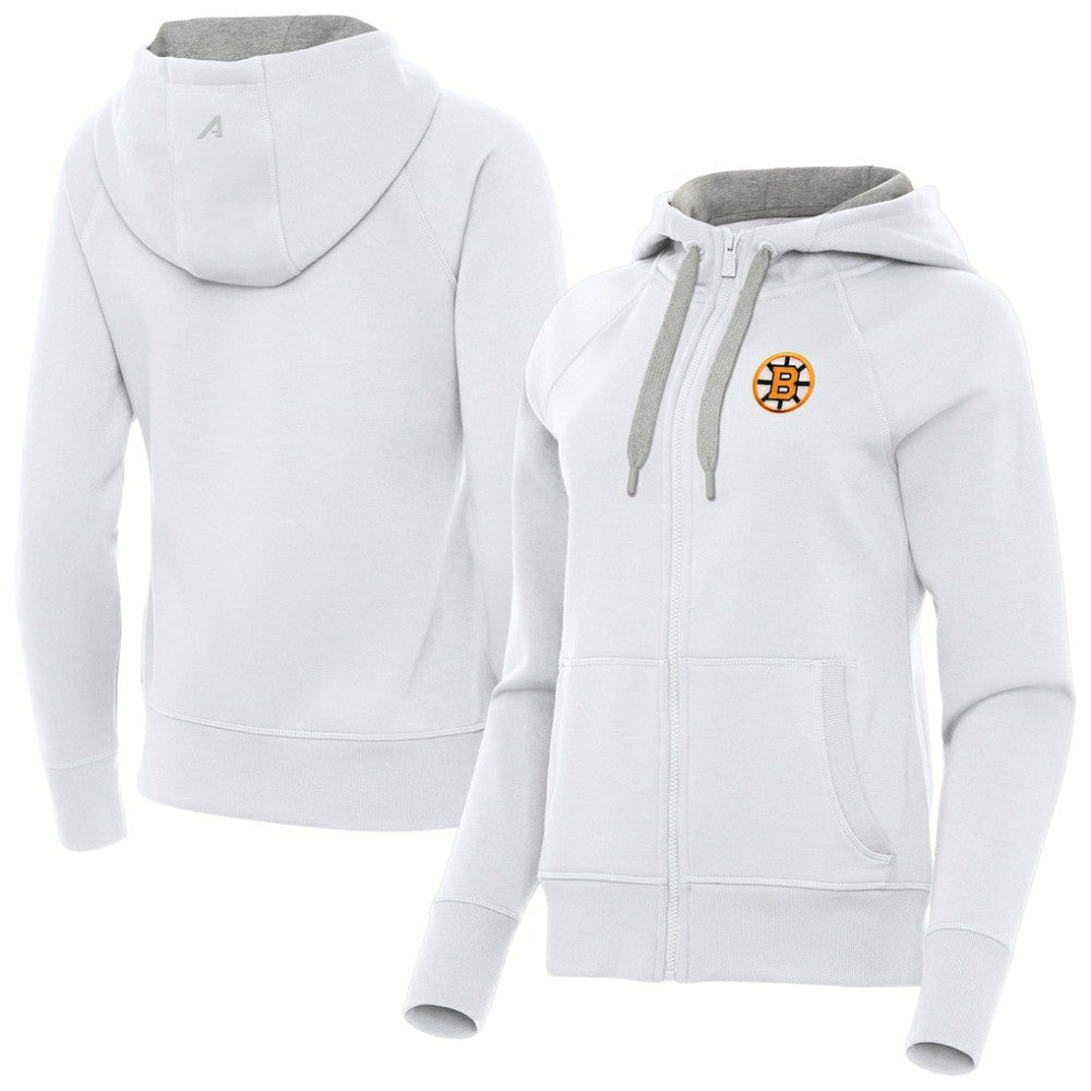 Boston Bruins Antigua Women's Victory Full-Zip Hoodie - White - NHL 203361794