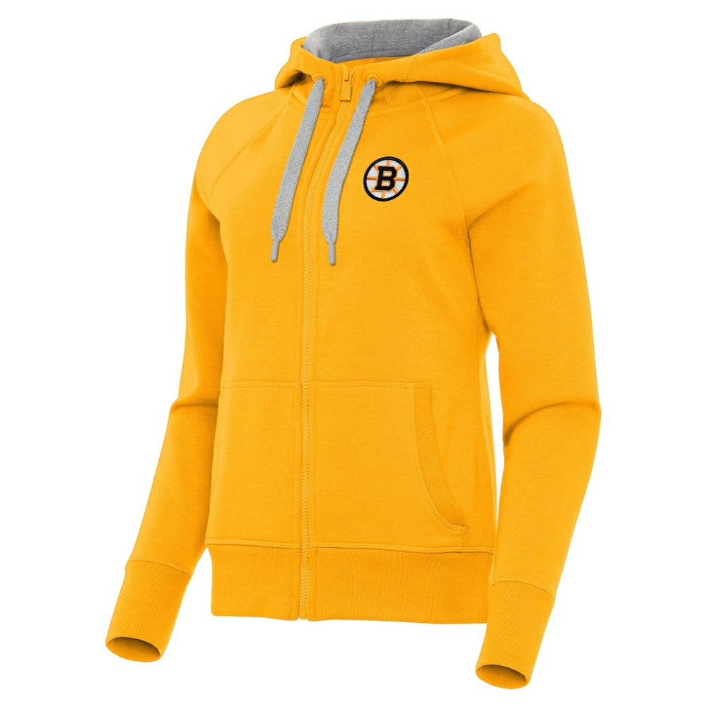 Boston Bruins Antigua Women's Victory Full-Zip Hoodie - Gold - NHL 203361797