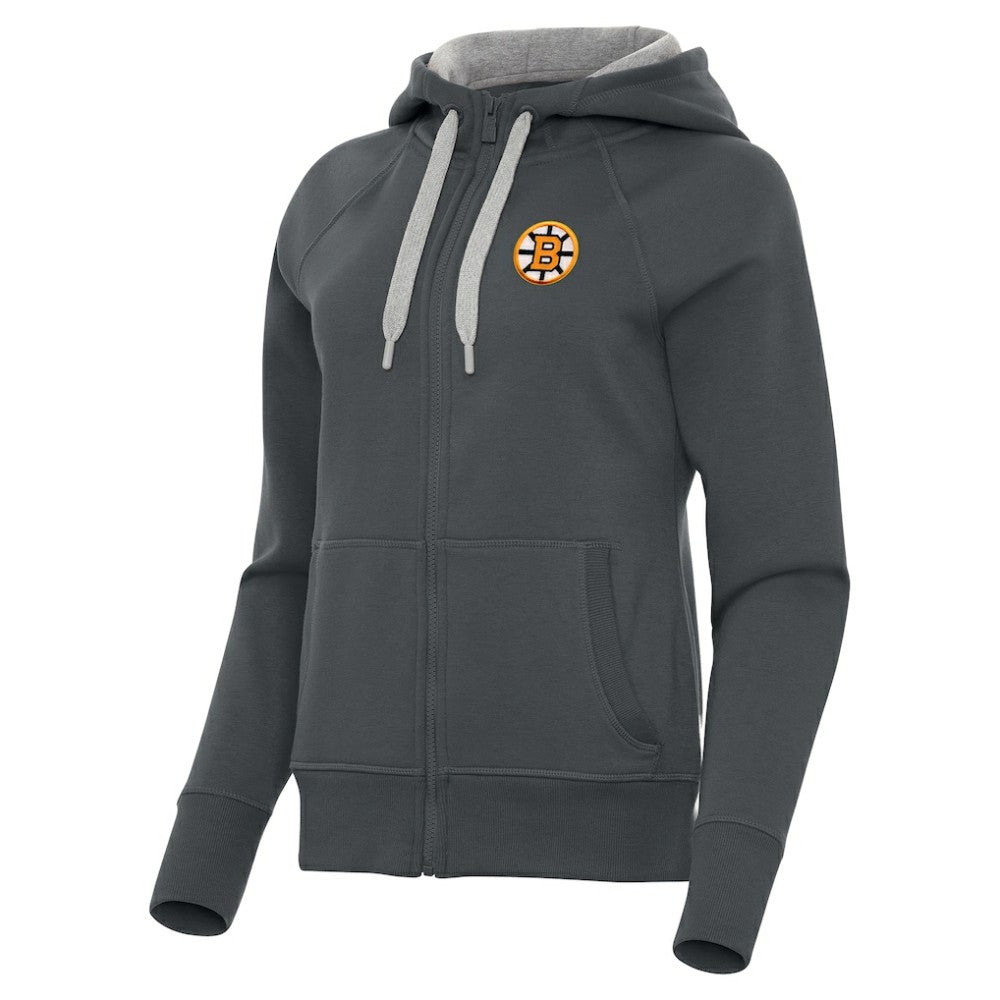 Boston Bruins Antigua Women's Victory Full-Zip Hoodie - Charcoal - NHL 203361798