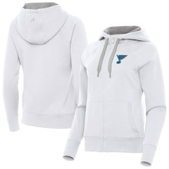 St. Louis Blues Antigua Women's Victory Full-Zip Hoodie - White - NHL 203361799