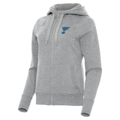 St. Louis Blues Antigua Women's Victory Full-Zip Hoodie - Heather Gray - NHL 203361801