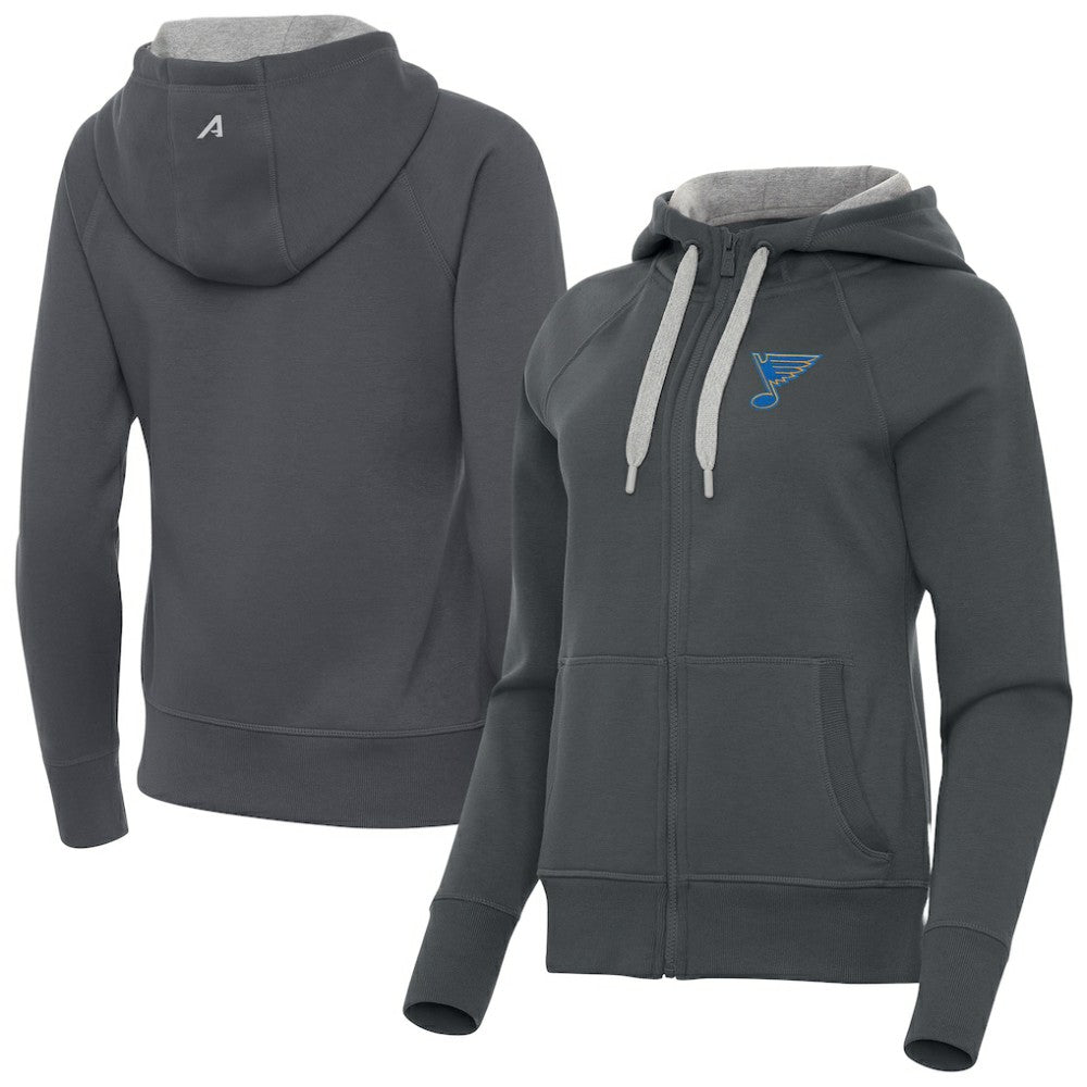 St. Louis Blues Antigua Women's Victory Full-Zip Hoodie - Charcoal - NHL 203361803