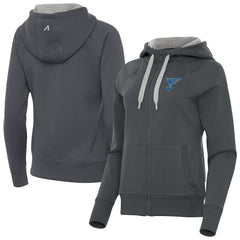 St. Louis Blues Antigua Women's Victory Full-Zip Hoodie - Charcoal - NHL 203361803
