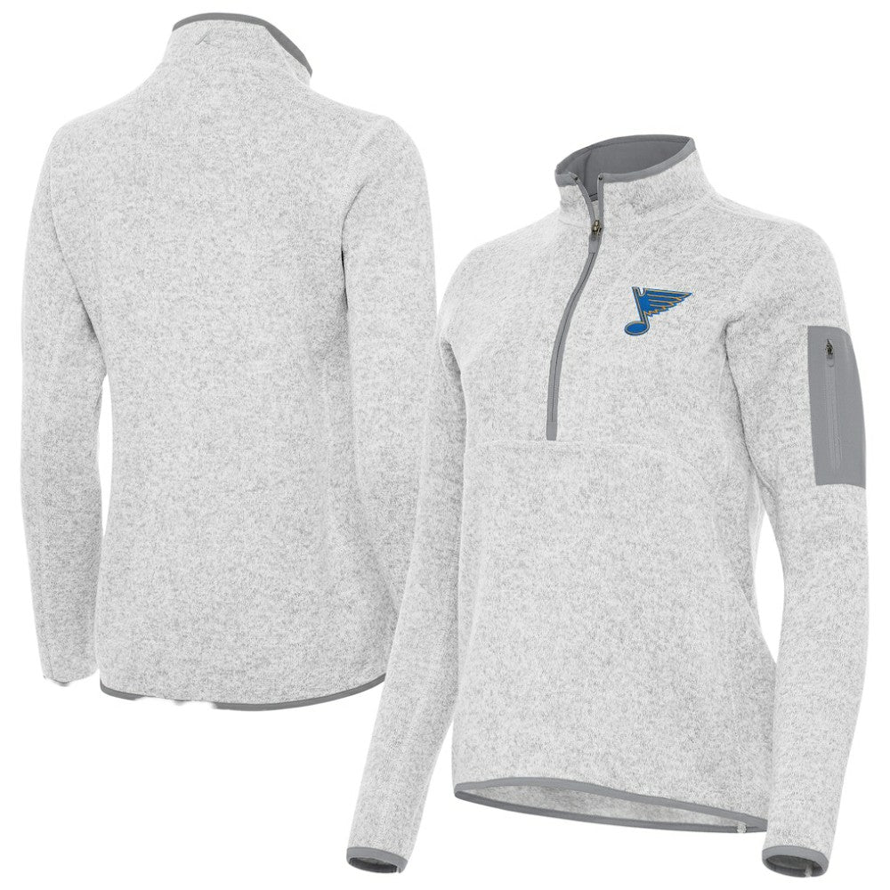 St. Louis Blues Antigua Women's Fortune Half-Zip Pullover - Heather Gray - NHL 203361804