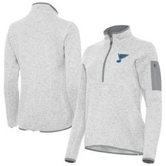 St. Louis Blues Antigua Women's Fortune Half-Zip Pullover - Heather Gray - NHL 203361804