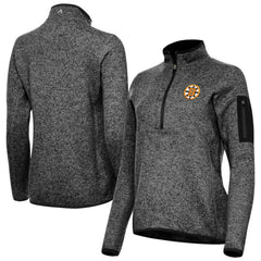 Boston Bruins Antigua Women's Fortune Half-Zip Pullover - Heather Black - NHL 203361805