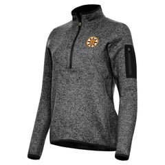 Boston Bruins Antigua Women's Fortune Half-Zip Pullover - Heather Black - NHL 203361805