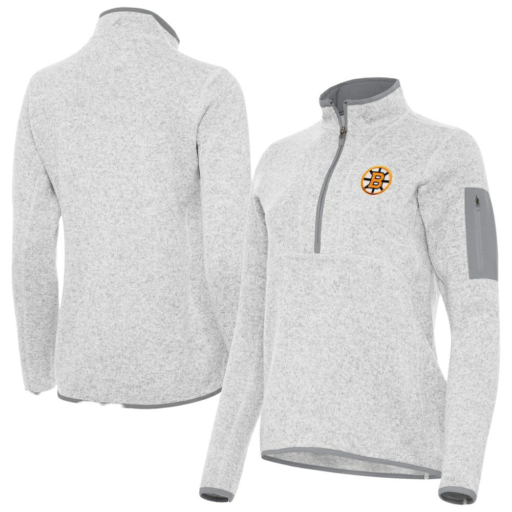 Boston Bruins Antigua Women's Fortune Half-Zip Pullover - Heather Gray - NHL 203361807