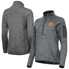 Boston Bruins Antigua Women's Fortune Half-Zip Pullover - Heather Black - NHL 203361808