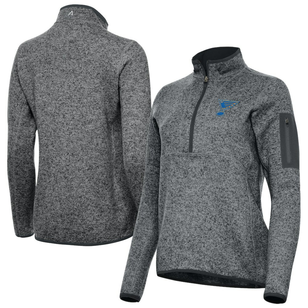St. Louis Blues Antigua Women's Fortune Half-Zip Pullover - Heather Black - NHL 203361809
