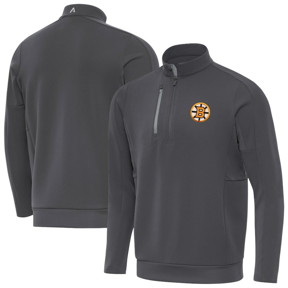 Boston Bruins Antigua Generation Quarter-Zip Pullover Top - Pewter - NHL 203361819
