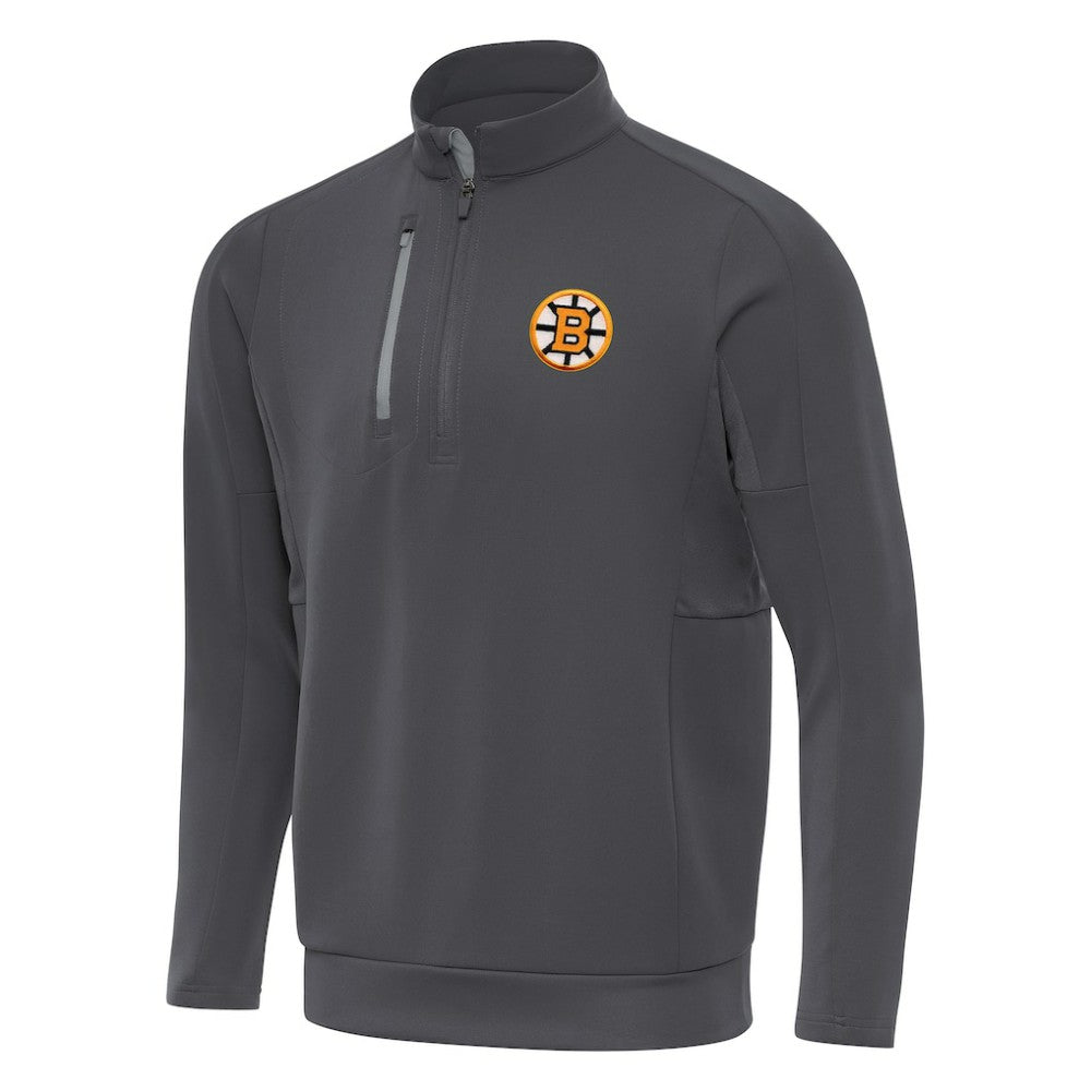Boston Bruins Antigua Generation Quarter-Zip Pullover Top - Pewter - NHL 203361819