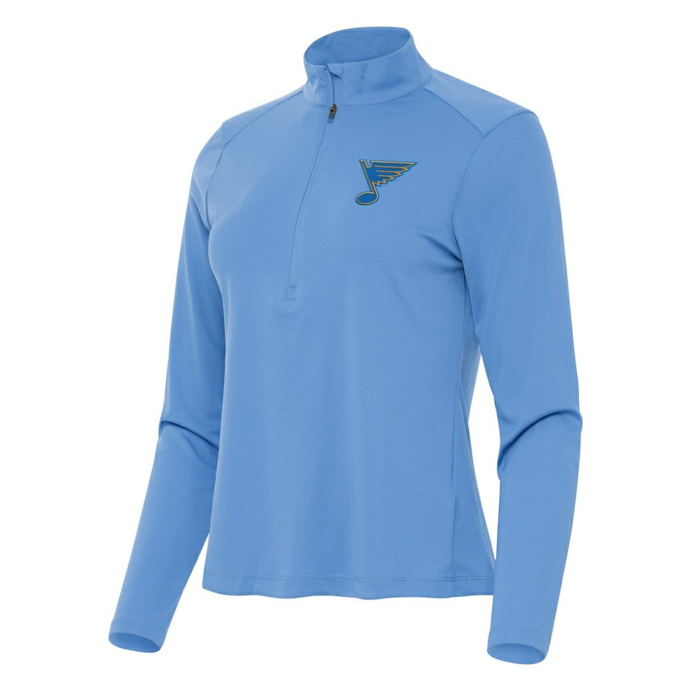 St. Louis Blues Antigua Women's Tribute Half-Zip Pullover - Blue - NHL 203361834