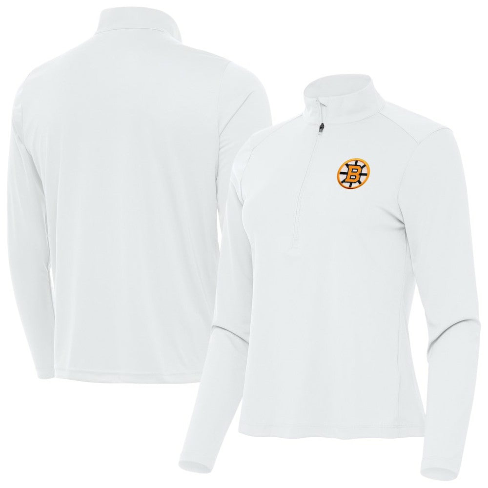 Boston Bruins Antigua Women's Tribute Half-Zip Pullover - White - NHL 203361836