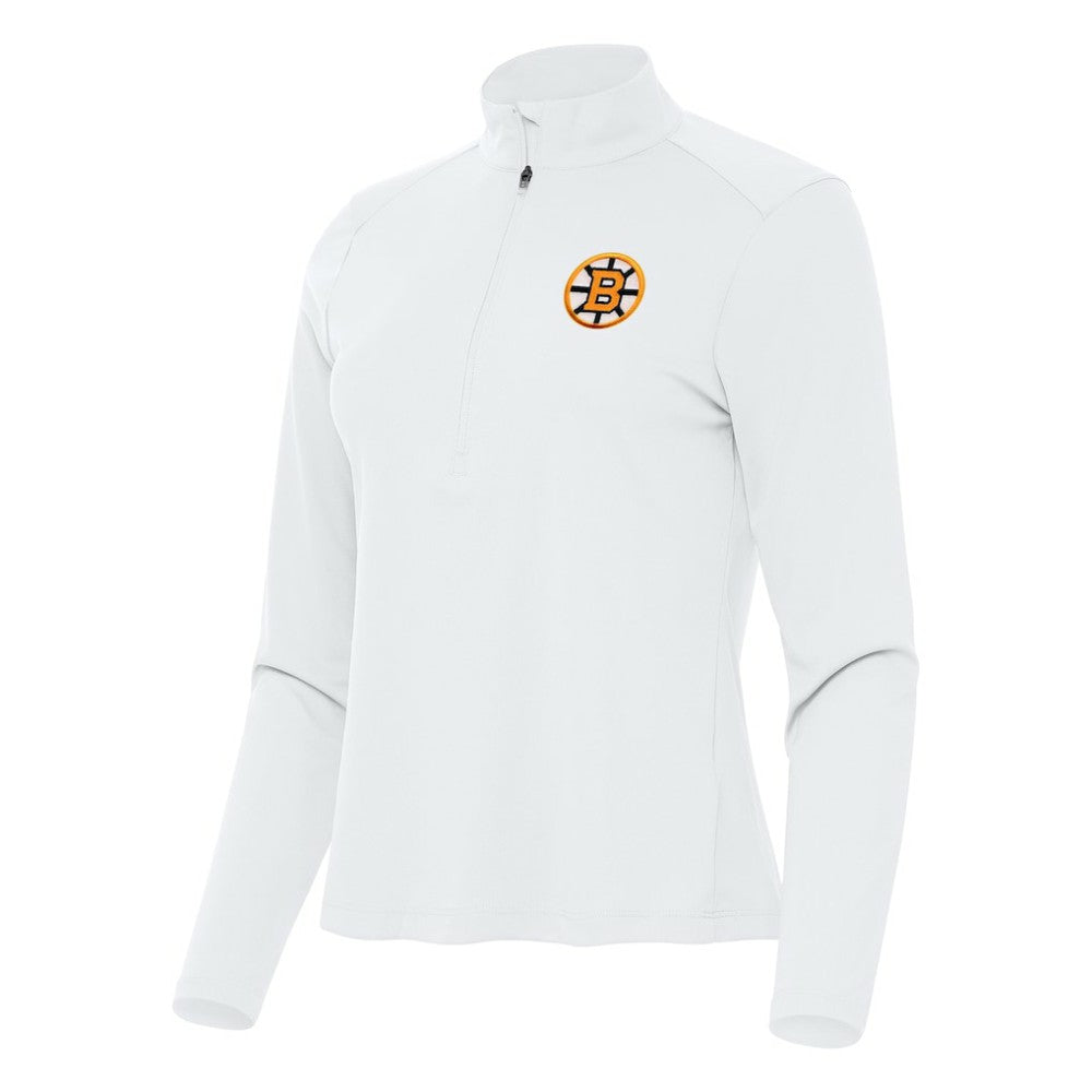 Boston Bruins Antigua Women's Tribute Half-Zip Pullover - White - NHL 203361836