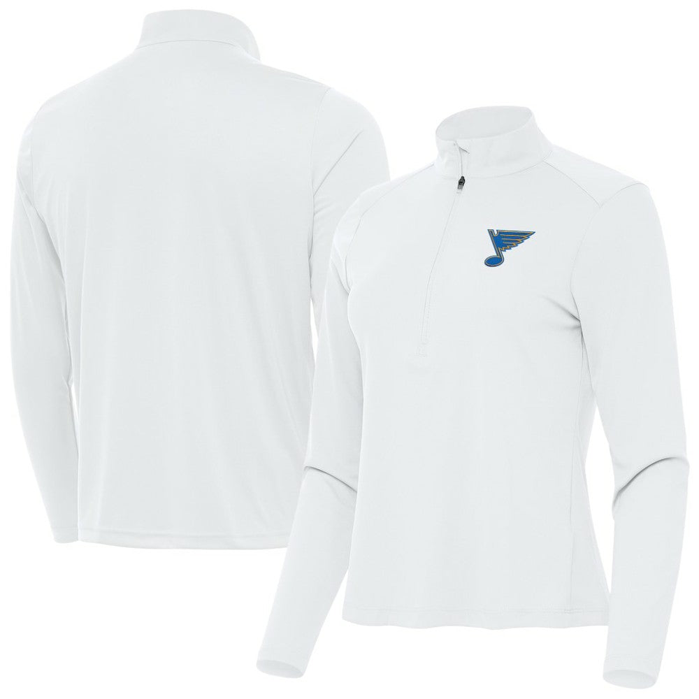 St. Louis Blues Antigua Women's Tribute Half-Zip Pullover - White - NHL 203361838