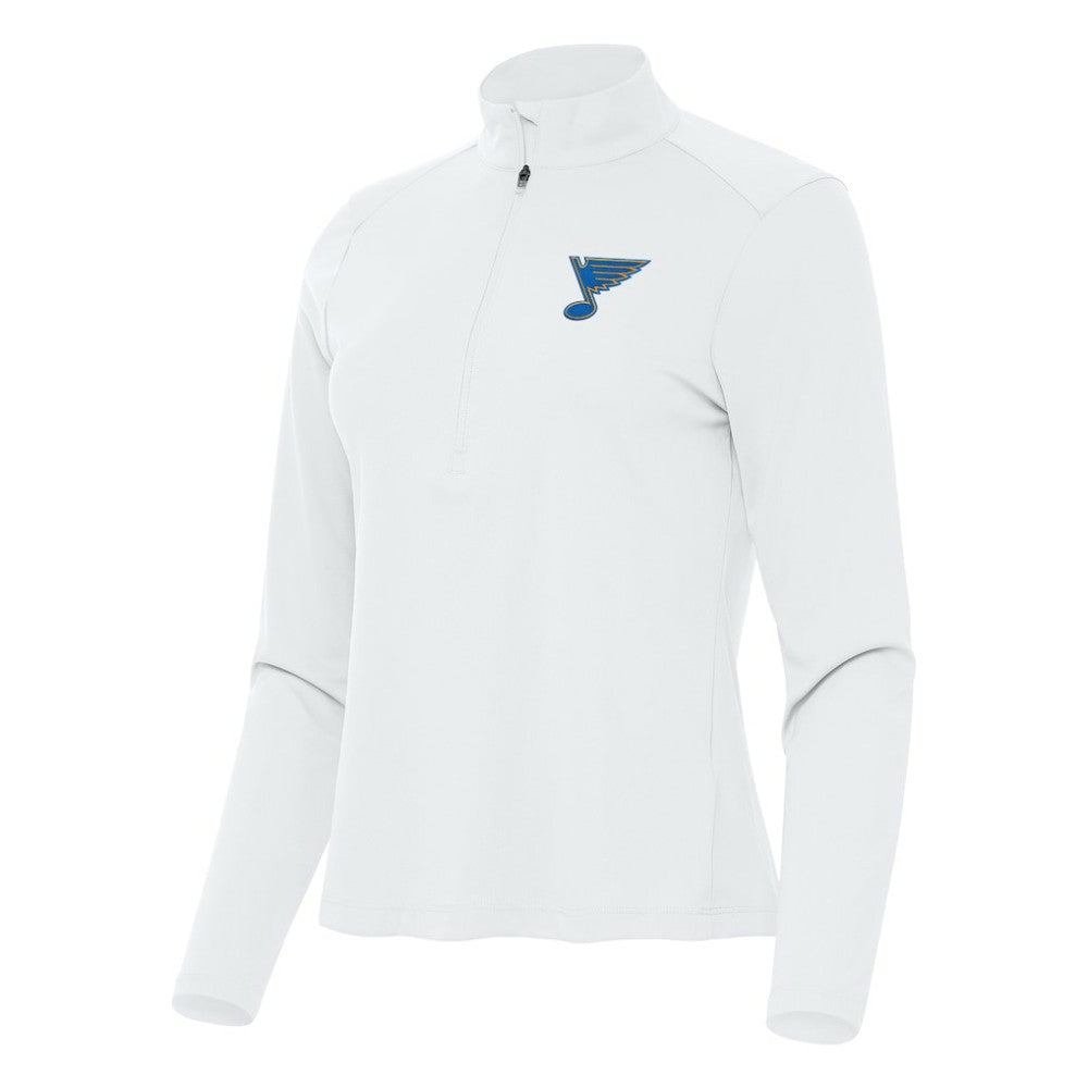 St. Louis Blues Antigua Women's Tribute Half-Zip Pullover - White - NHL 203361838