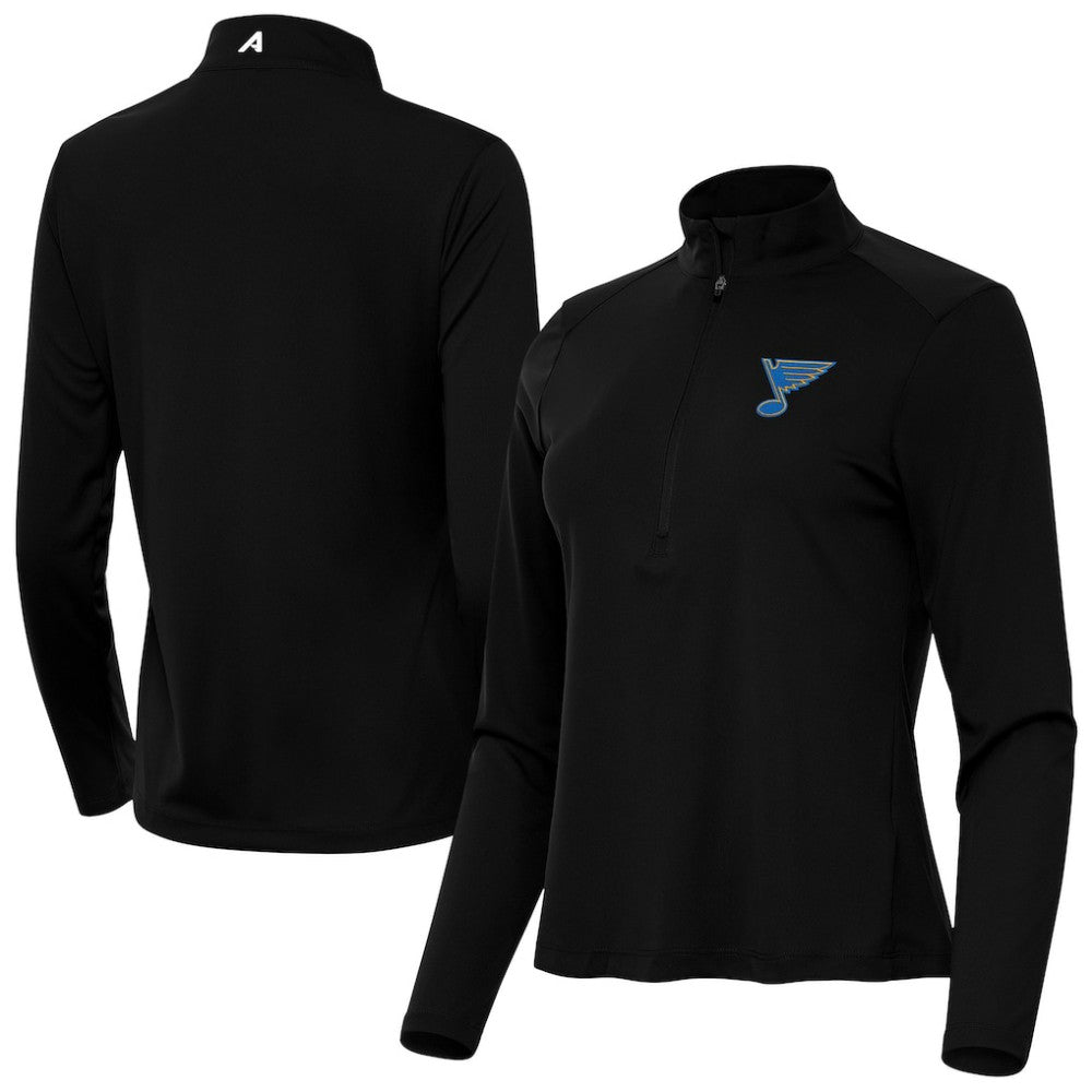 St. Louis Blues Antigua Women's Tribute Half-Zip Pullover - Black - NHL 203361840