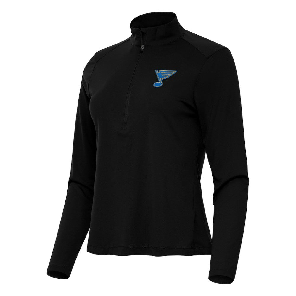 St. Louis Blues Antigua Women's Tribute Half-Zip Pullover - Black - NHL 203361840