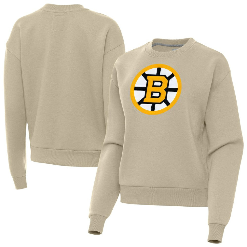 Boston Bruins Antigua Women's Victory Pullover Sweatshirt - Khaki - NHL 203361842