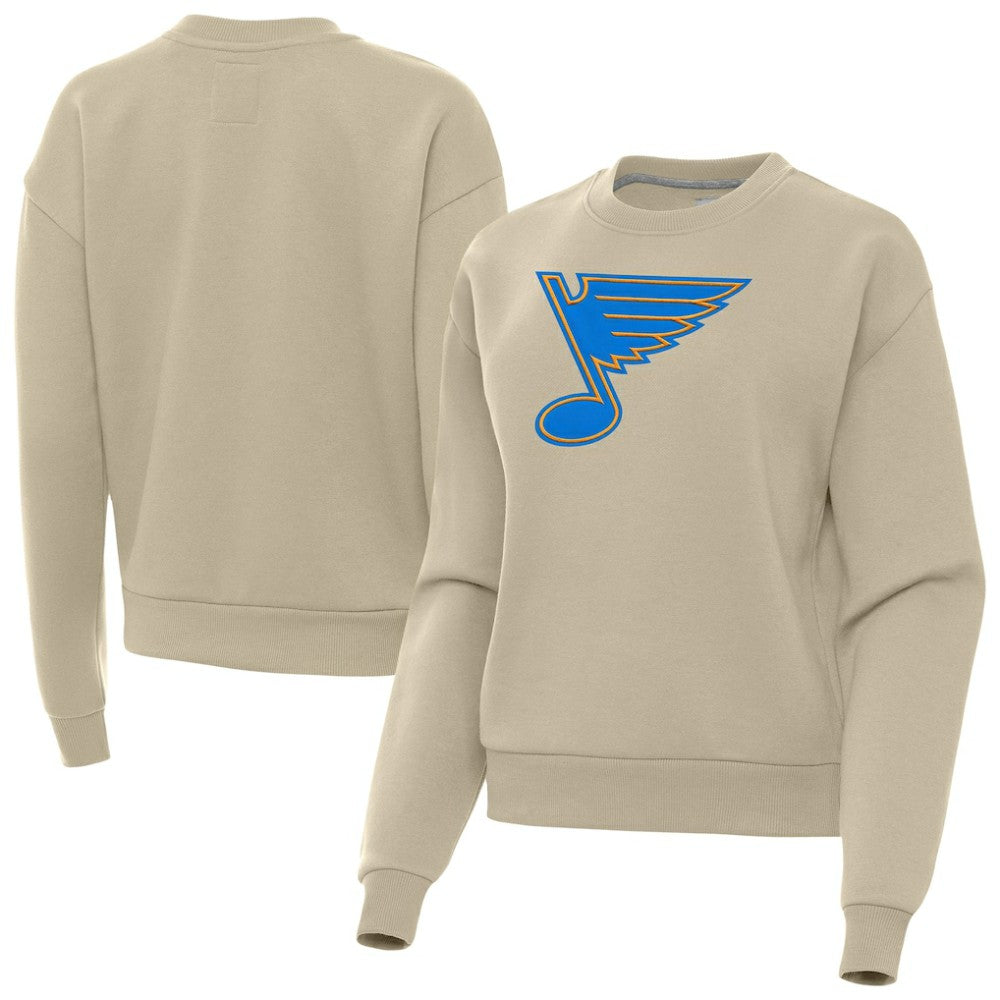 St. Louis Blues Antigua Women's Victory Pullover Sweatshirt - Khaki - NHL 203361848