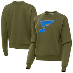 St. Louis Blues Antigua Women's Victory Pullover Sweatshirt - Olive - NHL 203361849