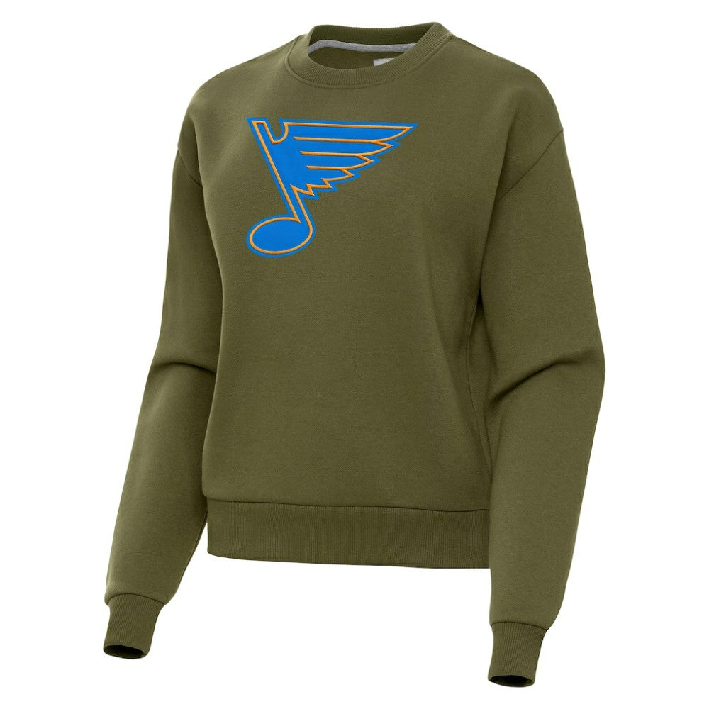 St. Louis Blues Antigua Women's Victory Pullover Sweatshirt - Olive - NHL 203361849