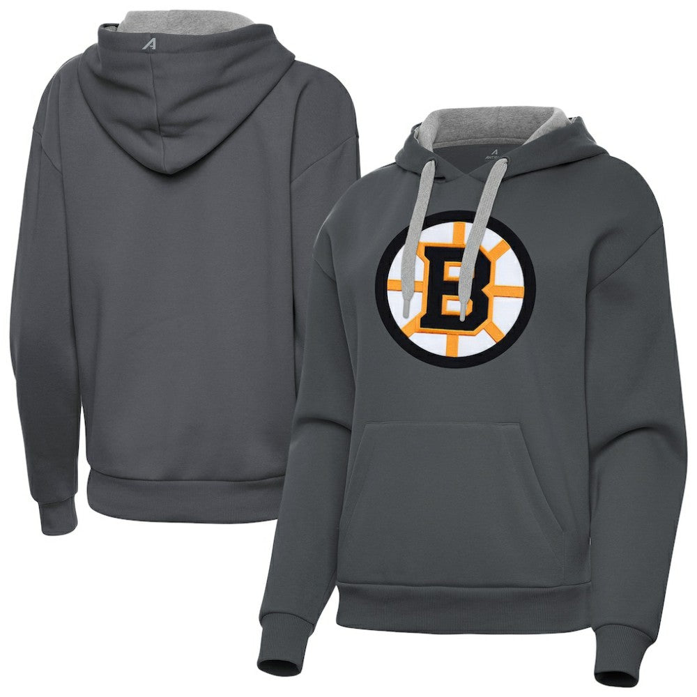 Boston Bruins Antigua Women's Victory Pullover Hoodie - Charcoal - NHL 203361851