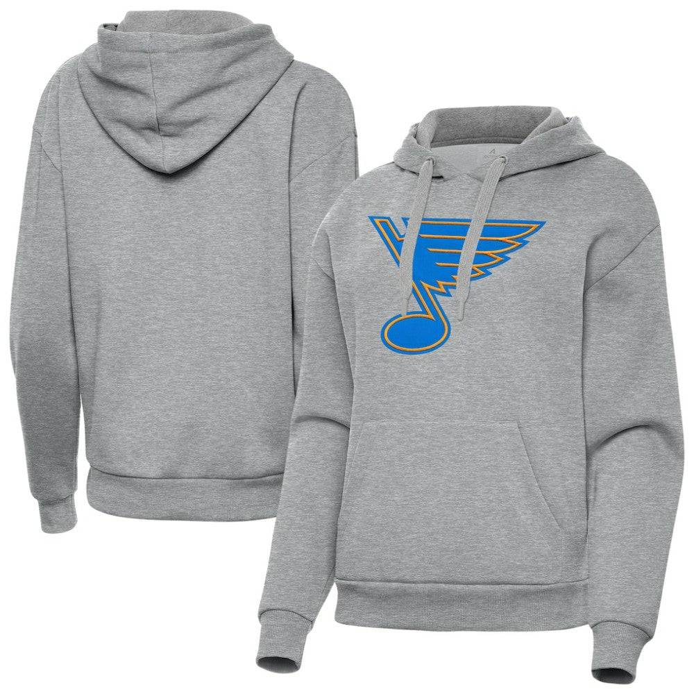 St. Louis Blues Antigua Women's Victory Pullover Hoodie - Heather Gray - NHL 203361854