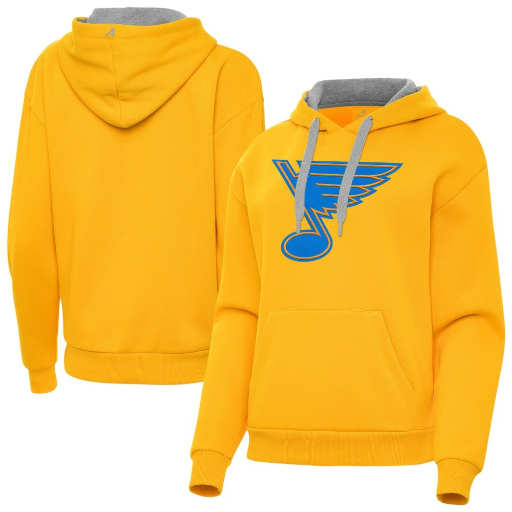 St. Louis Blues Antigua Women's Victory Pullover Hoodie - Gold - NHL 203361855