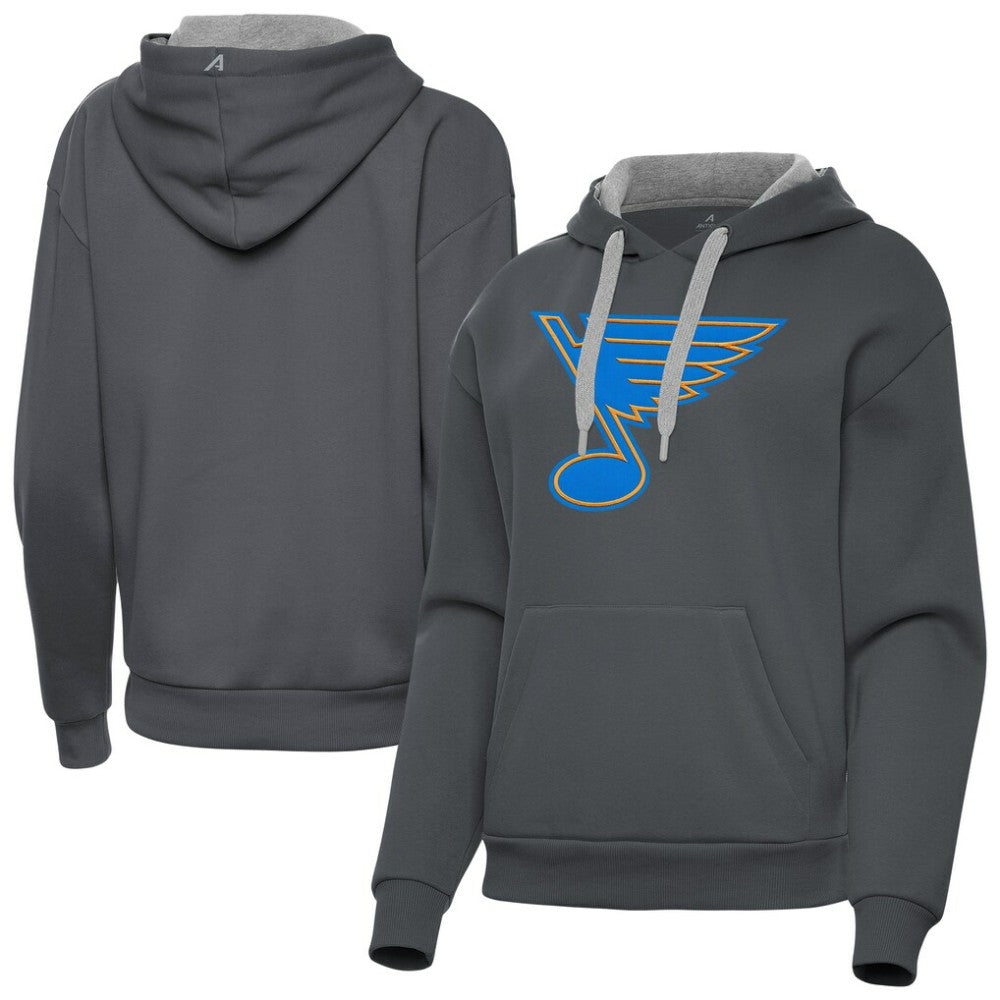 St. Louis Blues Antigua Women's Victory Pullover Hoodie - Charcoal - NHL 203361856