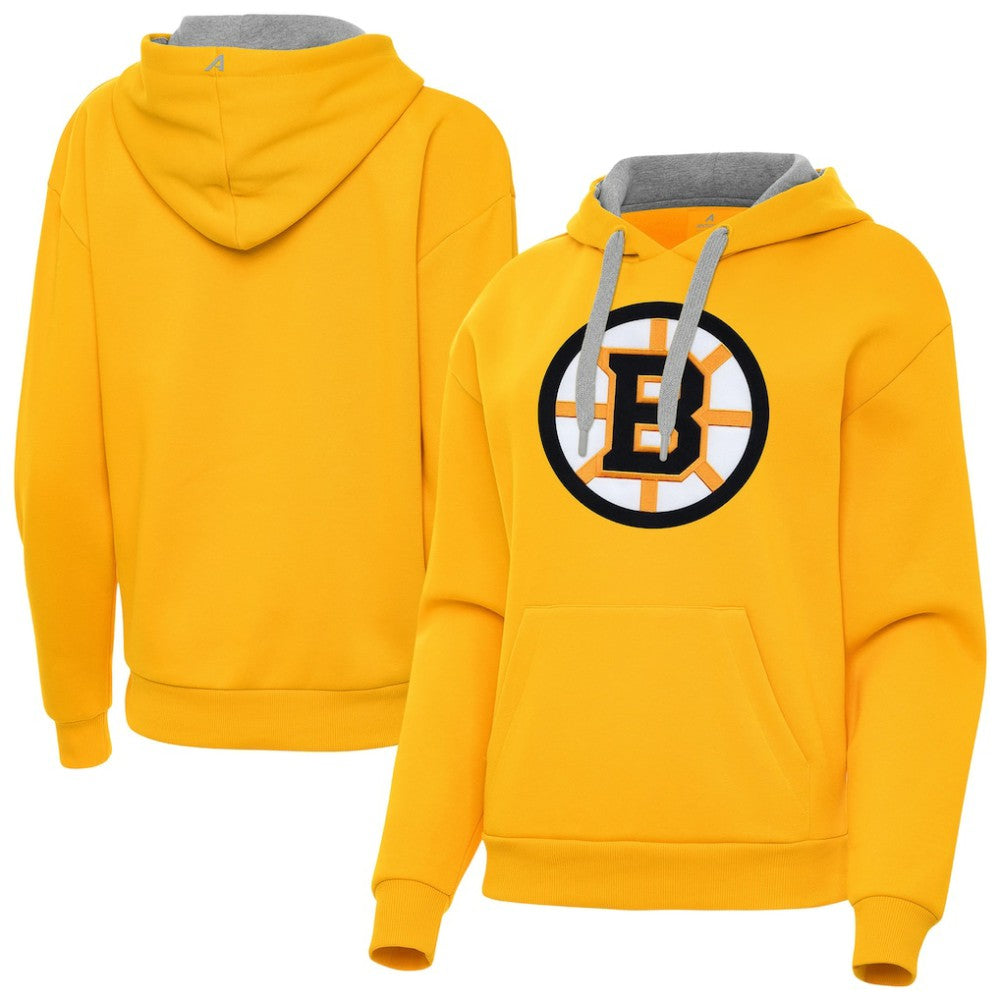 Boston Bruins Antigua Women's Victory Pullover Hoodie - Gold - NHL 203361857