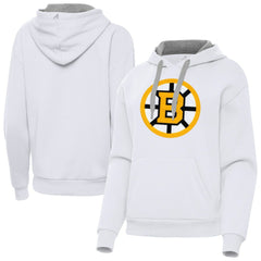 Boston Bruins Antigua Women's Victory Pullover Hoodie - White - NHL 203361858