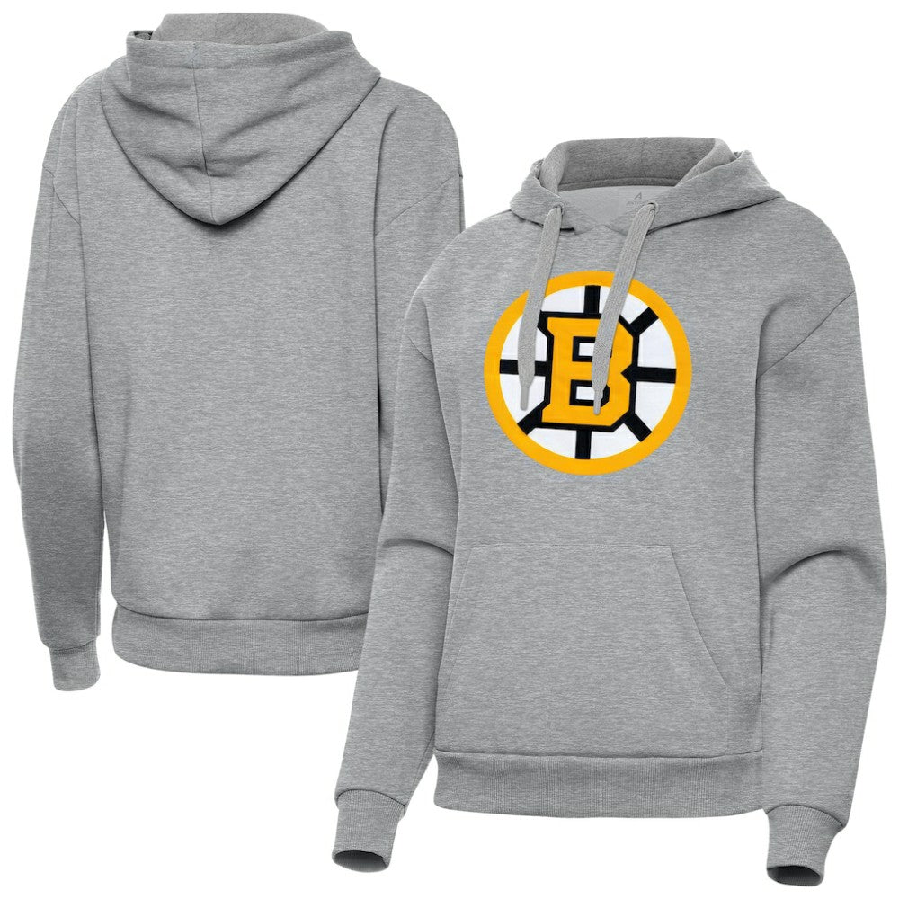 Boston Bruins Antigua Women's Victory Pullover Hoodie - Heather Gray - NHL 203361859