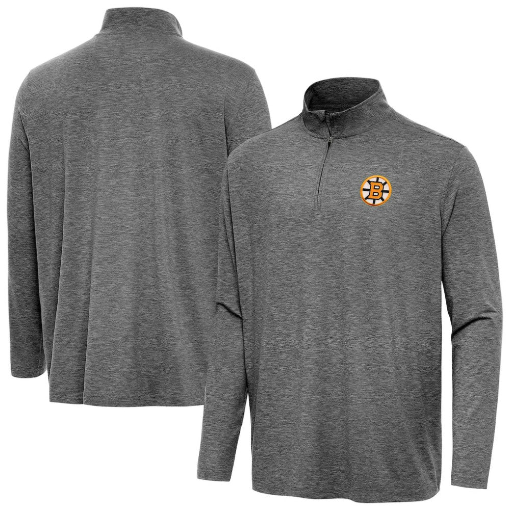 Boston Bruins Antigua Hunk Lightweight Quarter-Zip Pullover - Heather Black - NHL 203361877