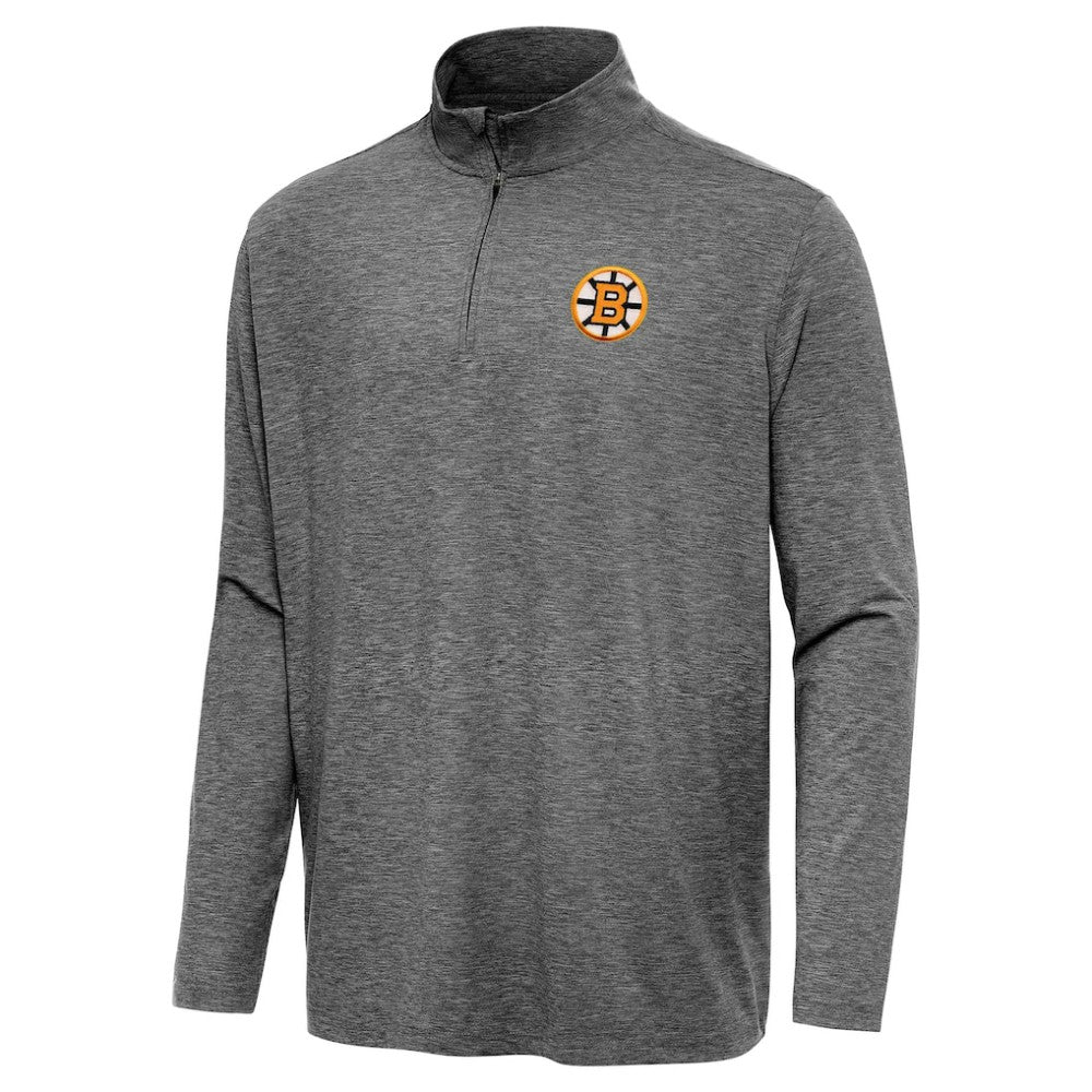 Boston Bruins Antigua Hunk Lightweight Quarter-Zip Pullover - Heather Black - NHL 203361877