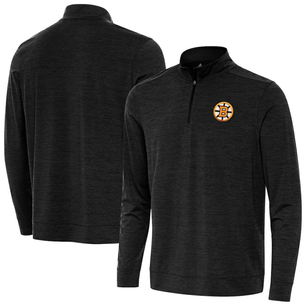Boston Bruins Antigua Bright Quarter-Zip Pullover - Heather Black - NHL 203361907