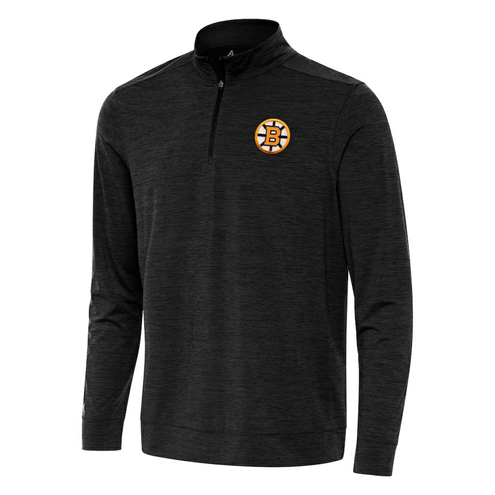 Boston Bruins Antigua Bright Quarter-Zip Pullover - Heather Black - NHL 203361907
