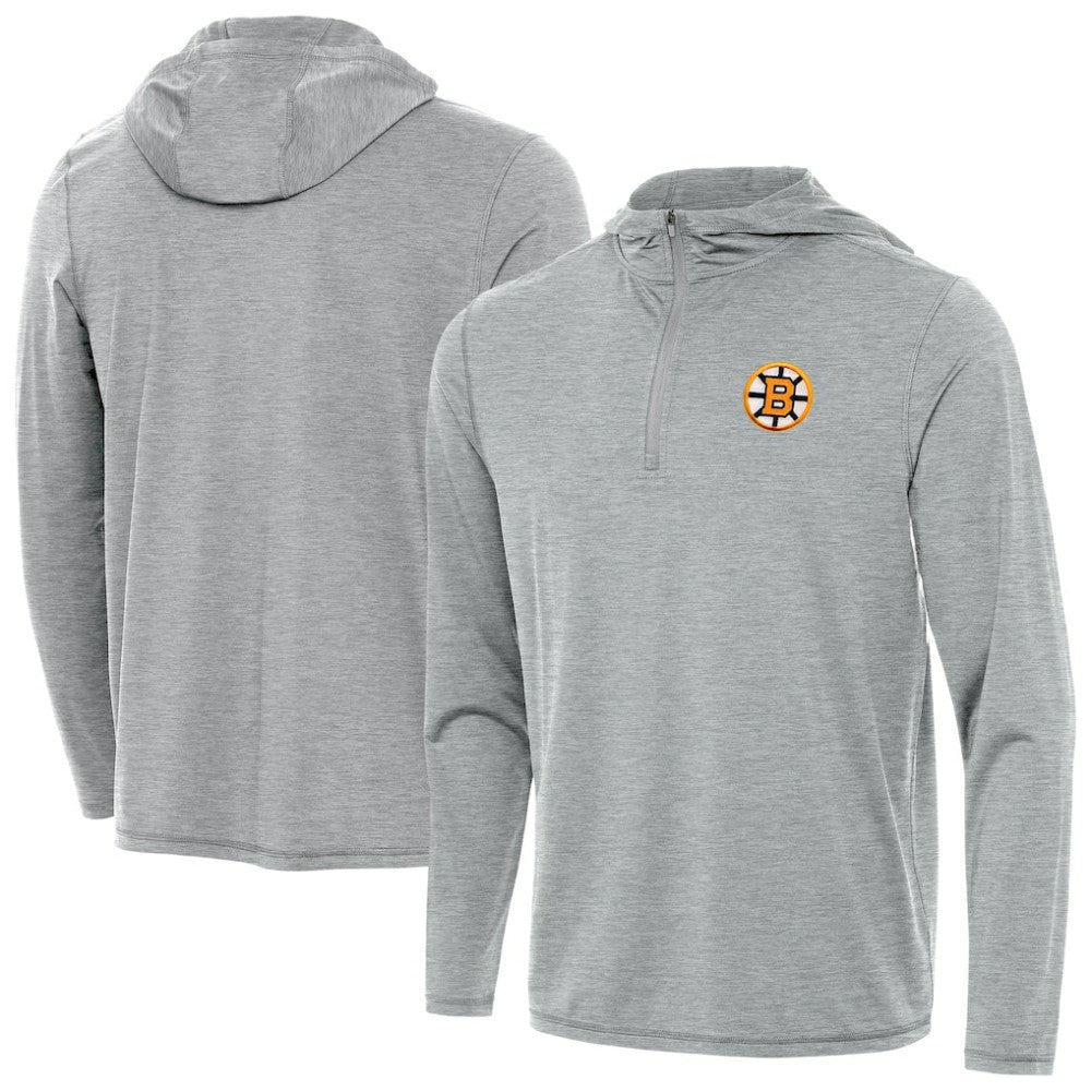 Boston Bruins Antigua Tidy Quarter-Zip Hoodie - Heather Gray - NHL 203361913