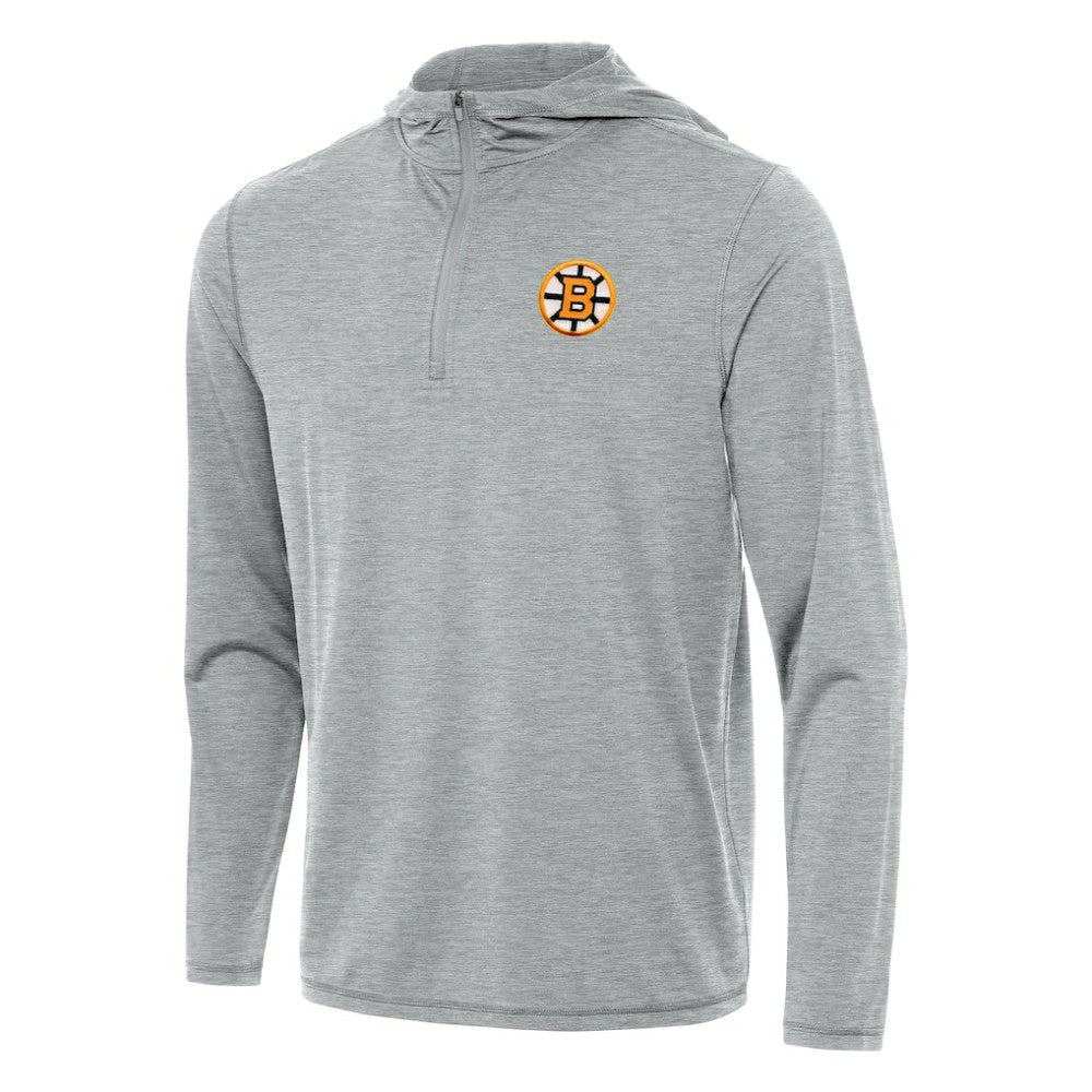 Boston Bruins Antigua Tidy Quarter-Zip Hoodie - Heather Gray - NHL 203361913