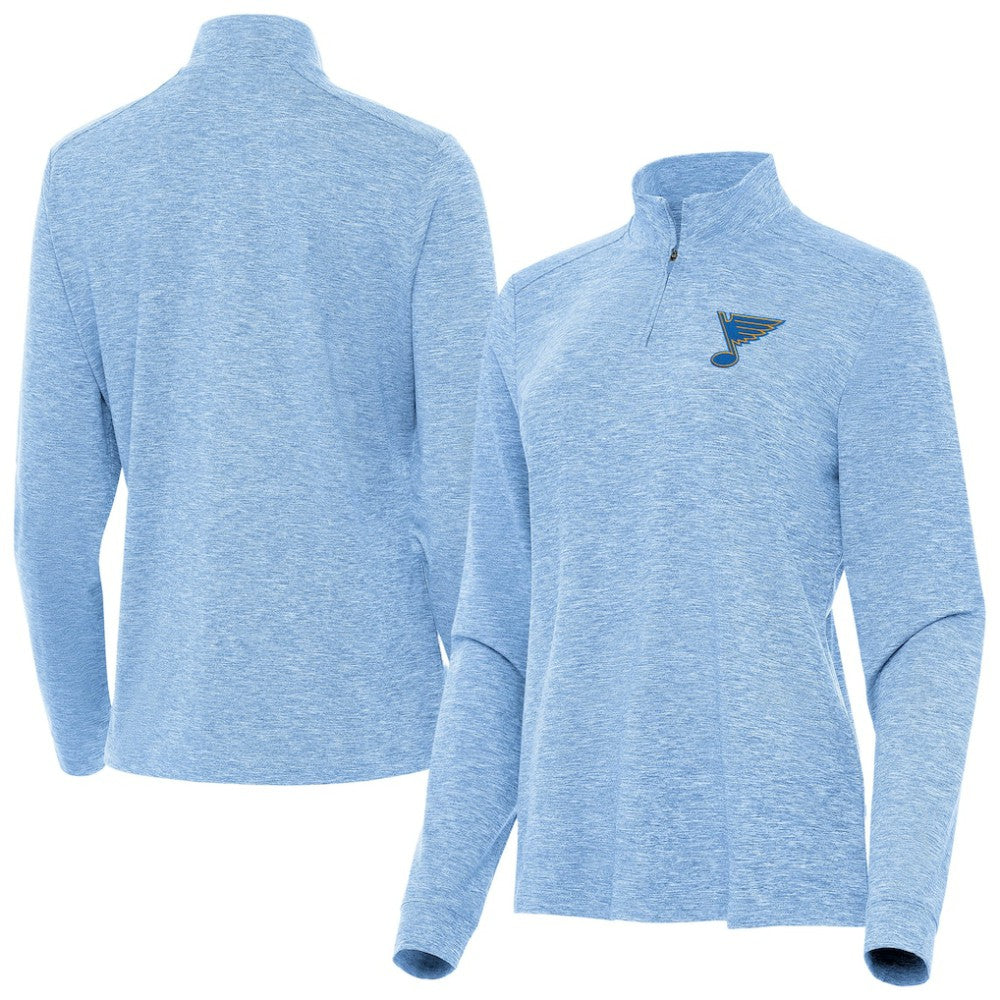 St. Louis Blues Antigua Mentor Long Sleeve Quarter-Zip Mock Polo - Heather Blue - NHL 203361919