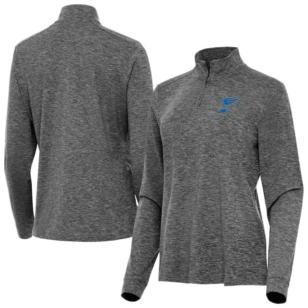 St. Louis Blues Antigua Mentor Long Sleeve Quarter-Zip Mock Polo - Heather Black - NHL 203361921