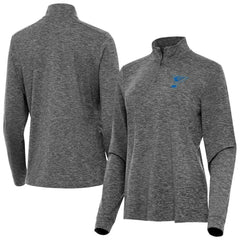 St. Louis Blues Antigua Mentor Long Sleeve Quarter-Zip Mock Polo - Heather Black - NHL 203361921