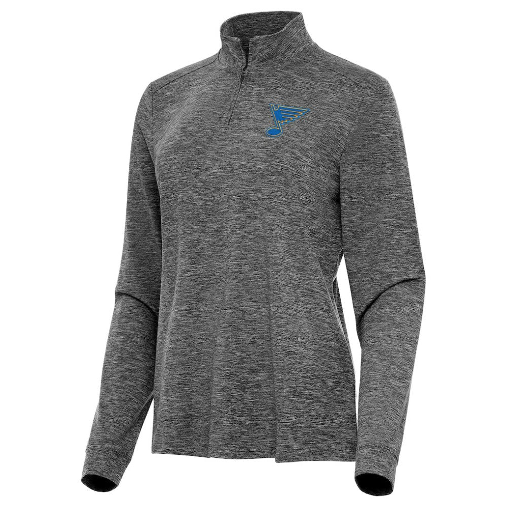St. Louis Blues Antigua Mentor Long Sleeve Quarter-Zip Mock Polo - Heather Black - NHL 203361921