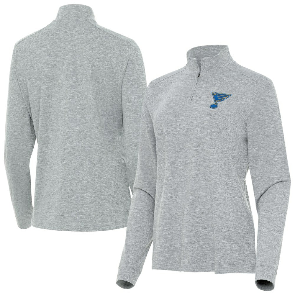 St. Louis Blues Antigua Mentor Long Sleeve Quarter-Zip Mock Polo - Heather Gray - NHL 203361922